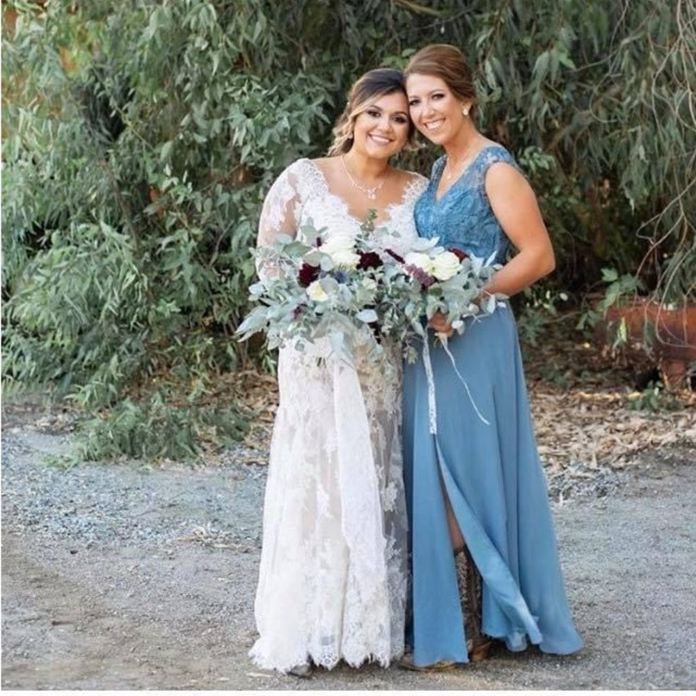 Dusty blue bridesmaid dress